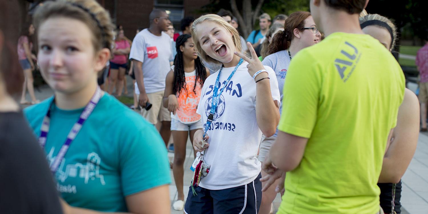 Student Giving Peace Sign